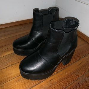 Black platform boots